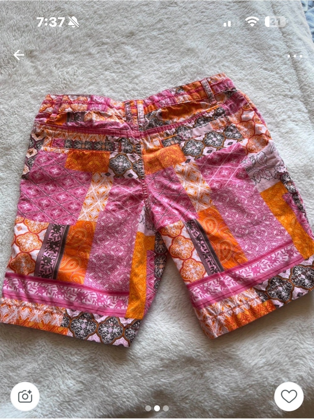 Route 66 Pink & Orange Patchwork Bermuda Shorts